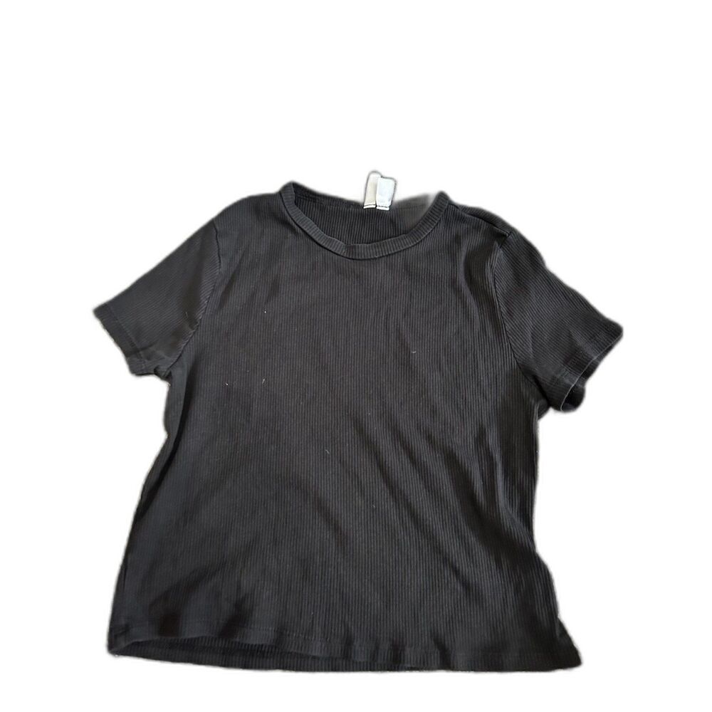 H&M Divided black ribbed short-sleeve crop top XL